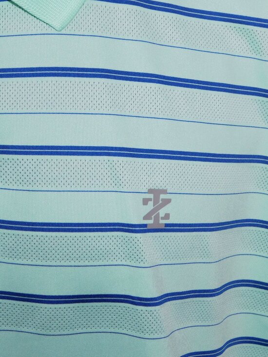 IZOD Golf Mens 2XL XXL Sea Foam Green Blue Striped Polo Shirt - Picture 3 of 10
